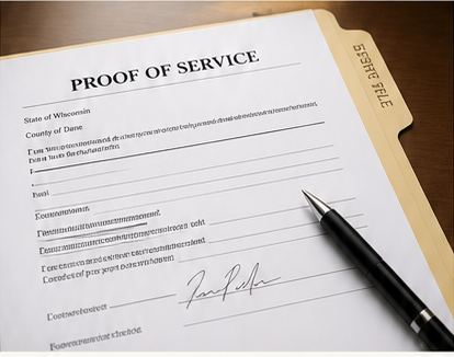Proof of Service document prepared for a legal service file